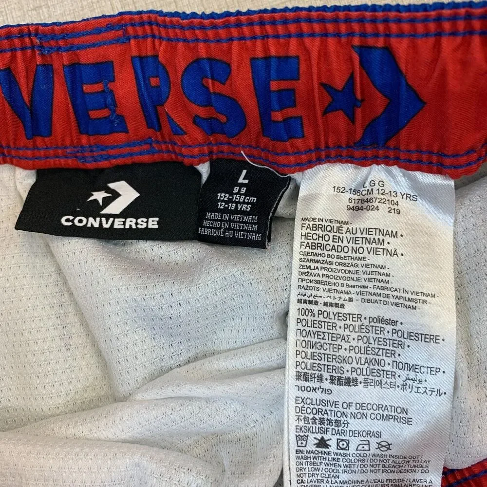 Converse Swim Trunks Boys L Large Blue Elastic Waist Inner Lined Beach Shorts